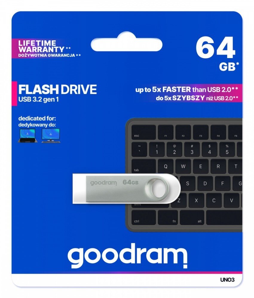 Goodram UNO3-0640S0R11 цена и информация | USB Atmiņas kartes | 220.lv