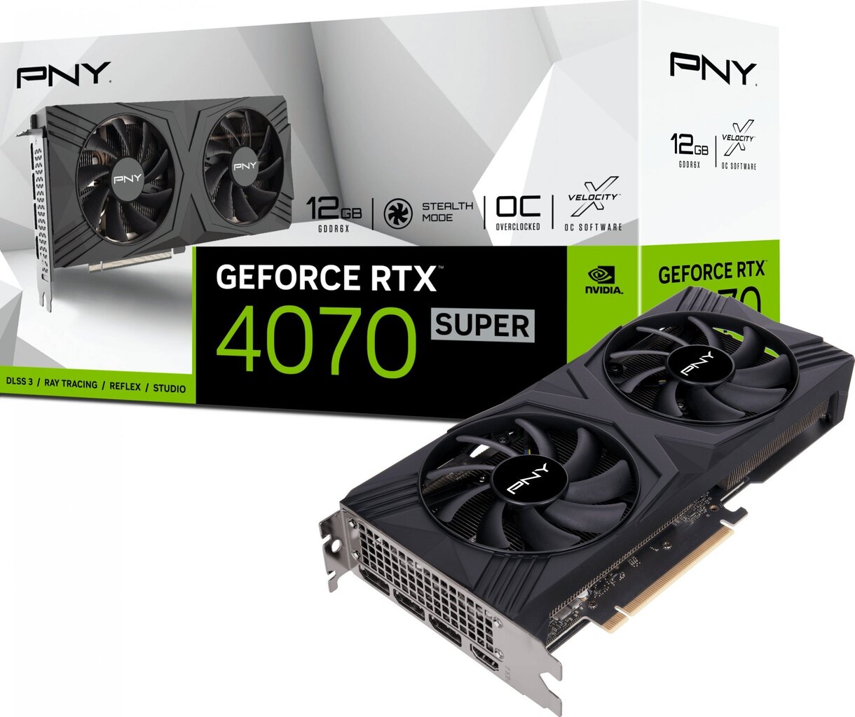 PNY GeForce RTX 4070 Super OC DF Verto (VCG4070S12DFXPB1-O) cena un informācija | Videokartes (GPU) | 220.lv