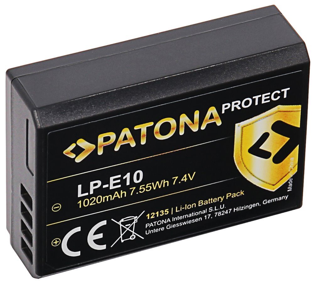 Patona akumulators pro foto Canon LP-E10 1020mAh Li-Ion Protect cena un informācija | Akumulatori videokamerām | 220.lv