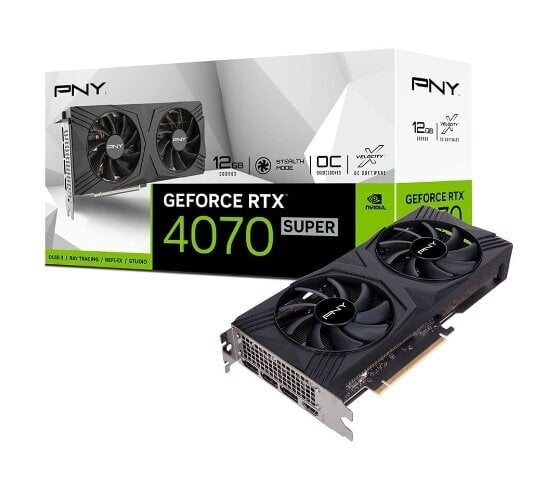 PNY GeForce RTX 4070 Super OC DF Verto (VCG4070S12DFXPB1-O) cena un informācija | Videokartes (GPU) | 220.lv