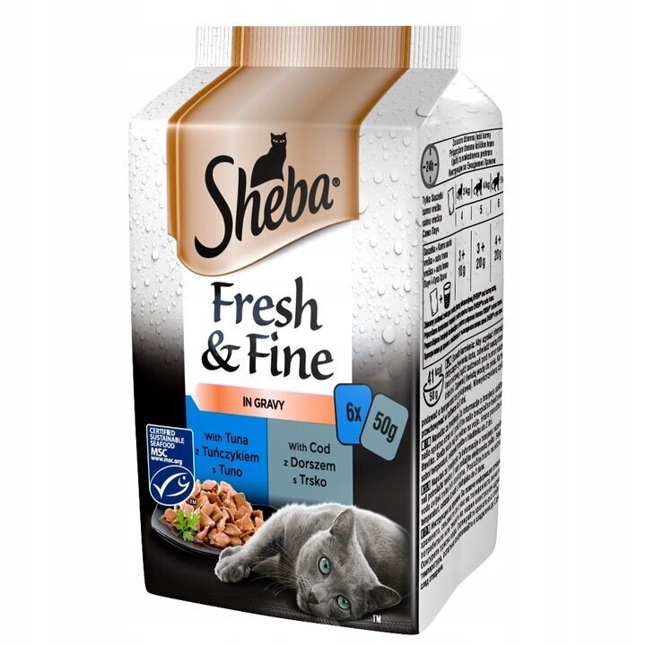 Sheba Fresh & Fine kaķiem, ar tunci un mencu, 6x50 g cena un informācija | Konservi kaķiem | 220.lv