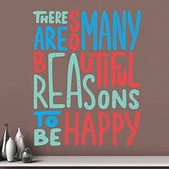 Sienas citāts - There are so Many Beautiful Reasons to be Happy cena un informācija | Dekoratīvās uzlīmes | 220.lv