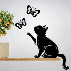 Cat Butterflies vinila uzlīme sienām цена и информация | Декоративные наклейки | 220.lv