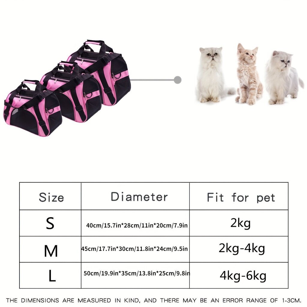 Tīkla suņu soma, rozā, S cena un informācija | Transportēšanas būri, somas | 220.lv