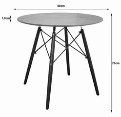 Apaļais galds 80 cm - ozols cena un informācija | Virtuves galdi, ēdamgaldi | 220.lv