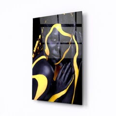 Rūdīta stikla glezna - Meitene ar dzeltenām līnijām cena un informācija | Gleznas | 220.lv