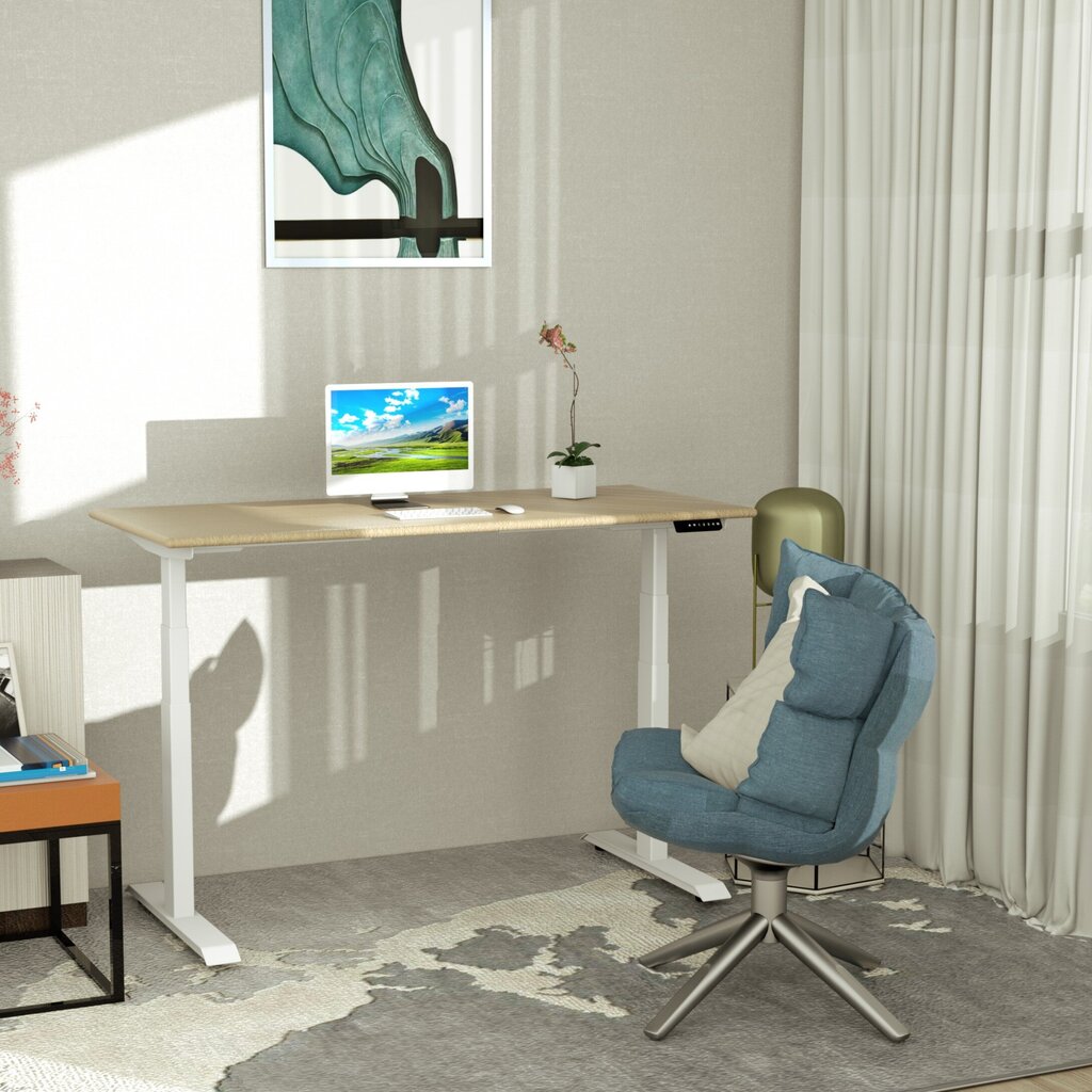 ErgoLab H-regulējams galds, balts, 1M, 120x70 cm cena un informācija | Datorgaldi, rakstāmgaldi, biroja galdi | 220.lv