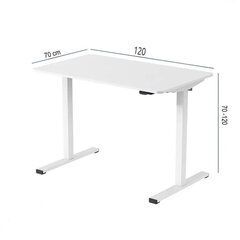 ErgoLab H-regulējams galds, balts, 120x70 cm цена и информация | Компьютерные, письменные столы | 220.lv