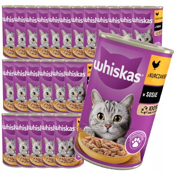 Whiskas pieaugušiem kaķiem, ar vistu, 25x400 g цена и информация | Konservi kaķiem | 220.lv