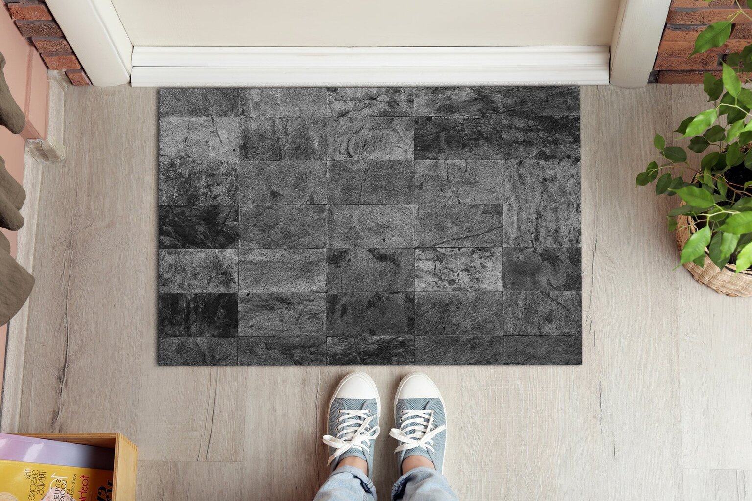 Durvju paklājs Marmora Flīzes, 90x60 cm cena un informācija | Kājslauķi | 220.lv