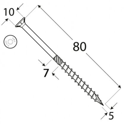 Kokskrūves CS 5x80 200gab TX25 цена и информация | Stiprinājumi | 220.lv