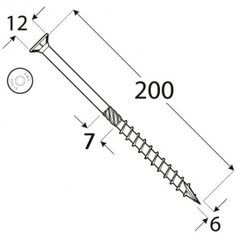 Шурупы по дереву CS 6x200 100шт TX30 цена и информация | Крепежные изделия | 220.lv