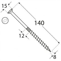 Kokskrūves CS 8x140 50gab TX40 cena un informācija | Stiprinājumi | 220.lv