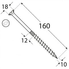 Kokskrūves CS 10x160 50gab TX40 cena un informācija | Stiprinājumi | 220.lv