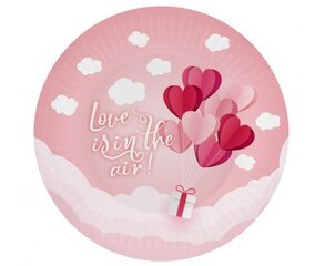 Тарелки бумажные «Любовь в воздухе», розовый, 18 см, 6 шт. цена и информация | Праздничная одноразовая посуда | 220.lv