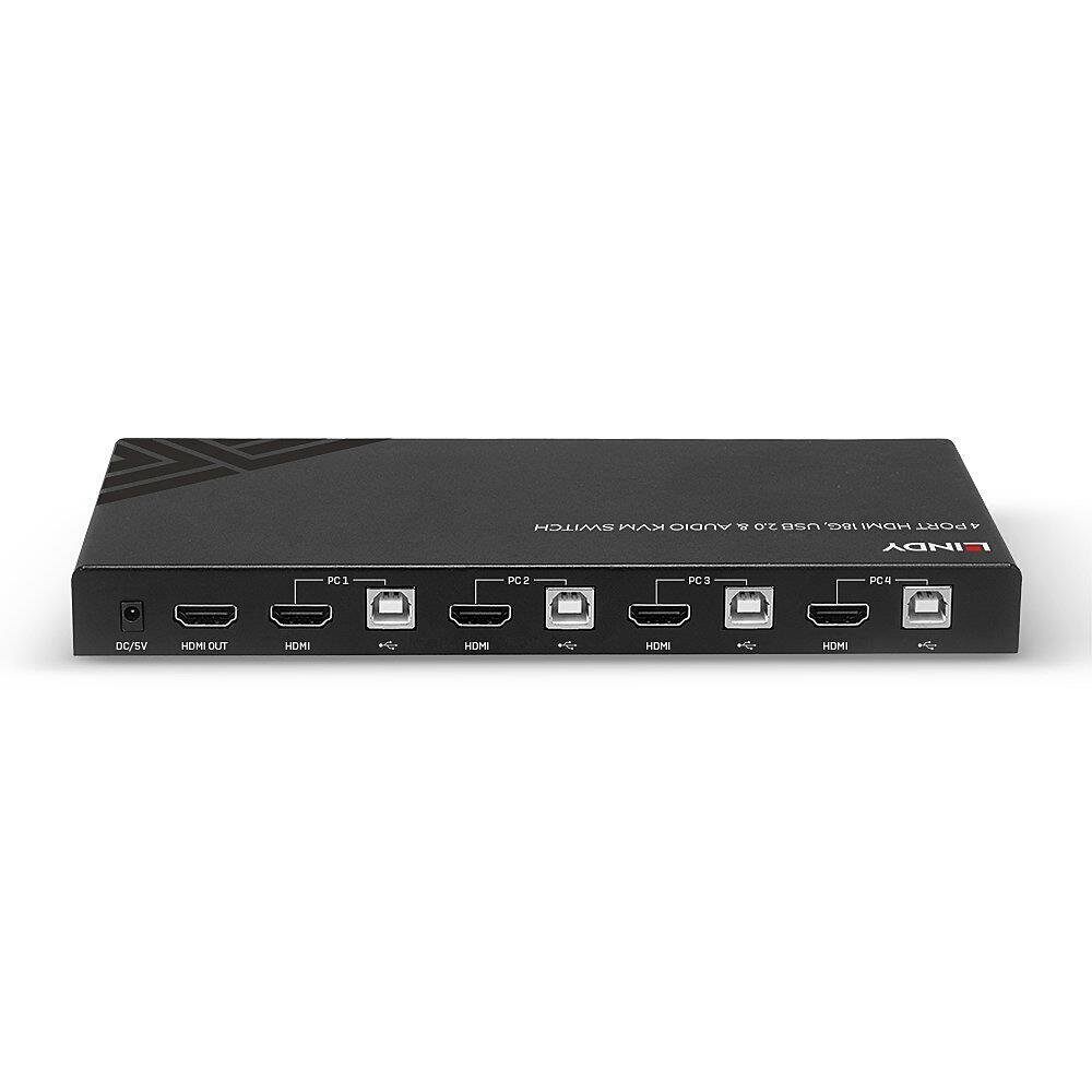 Lindy 4 Port HDMI 18G, USB 2.0 & Audio KVM Switch cena un informācija | Komponentu piederumi | 220.lv