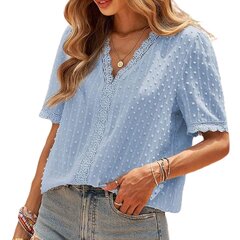 Женская рубашка в стиле бохо Bhxteng, синяя цена и информация | Женские блузки, рубашки | 220.lv