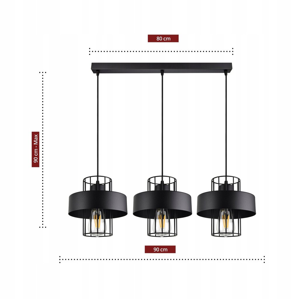 Luxolar griestu lampa, melna cena un informācija | Lustras | 220.lv