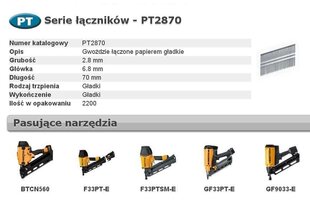 Гвозди BOSTITCH PT 33; 2.8 x 70 мм, 2200 шт. цена и информация | Механические инструменты | 220.lv