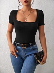 Женская футболка с квадратным вырезом GORGLITTER, черная цена и информация | Женские блузки, рубашки | 220.lv