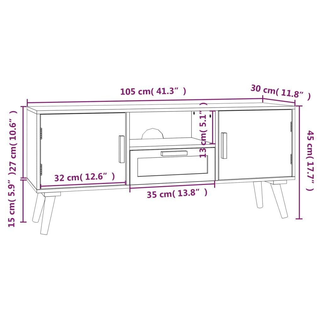 TV skapis ar durvīm VidaXL, brūns/sarkans cena un informācija | TV galdiņi | 220.lv