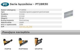 Naglas Bostitch F 2,50 x 60mm Gredzens 9000gab. F250R60Q cena un informācija | Stiprinājumi | 220.lv