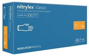 Nitrila cimdi Mercator Nitrylex Classic XS, 100 gab. cena un informācija | Darba cimdi | 220.lv