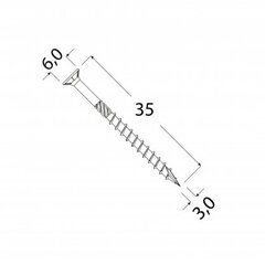 Kokskrūves CS 3.0x35 500gab TX10 cena un informācija | Stiprinājumi | 220.lv