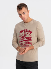 Мужская футболка с длинным рукавом с университетским узором — песочный v1 om-lspt-0116 124238-7 цена и информация | Мужские футболки | 220.lv