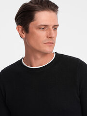 Мужской хлопковый свитер с круглым вырезом — черный v1 om-swsw-0103 124227-7 цена и информация | Мужские свитера | 220.lv