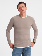Мужской хлопковый свитер с круглым вырезом — холодный бежевый v9 om-swsw-0103 124232-7 цена и информация | Мужские свитера | 220.lv