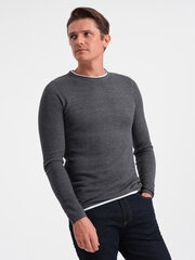 Мужской хлопковый свитер с круглым вырезом — графитовый меланж v2 om-swsw-0103 124228-7 цена и информация | Мужские свитера | 220.lv