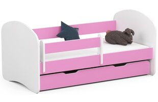 Prece ar bojājumu. Gulta ar matraci, gultas veļas kasti un noņemams aizsargs NORE Smile, 140x70 cm, rozā/balta cena un informācija | Preces ar bojājumiem | 220.lv