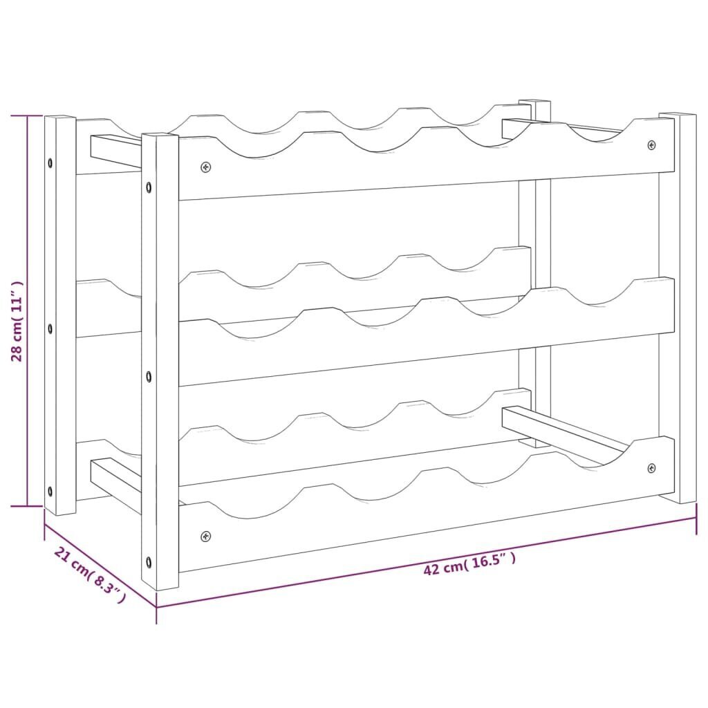 Vīna plaukts VidaXL, brūns cena un informācija | Plaukti | 220.lv