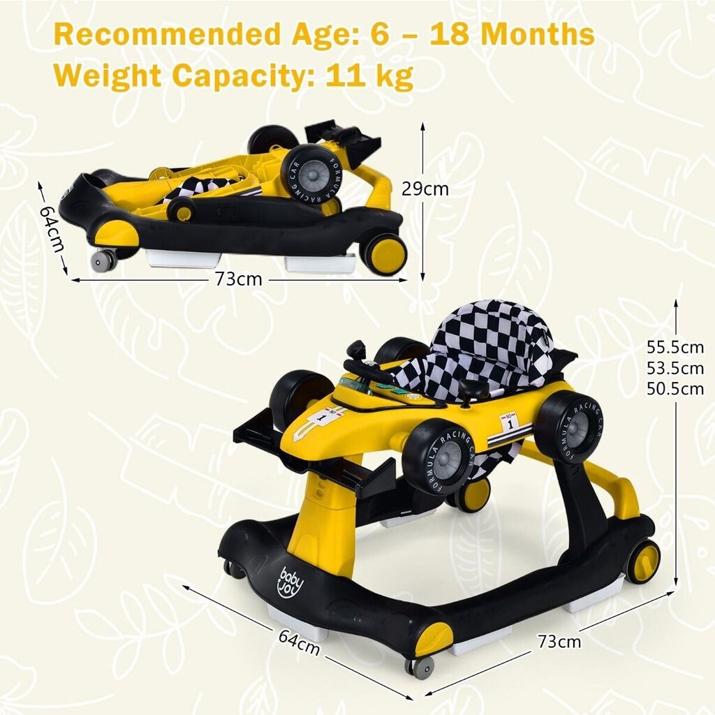 Stumjamā rotaļlieta Costway, yellow, 73 x 64 x 50,5 cm cena un informācija | Staigulīši | 220.lv