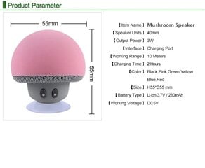 Беспроводной мини-динамик в форме гриба OEM цена и информация | Аудиоколонки | 220.lv