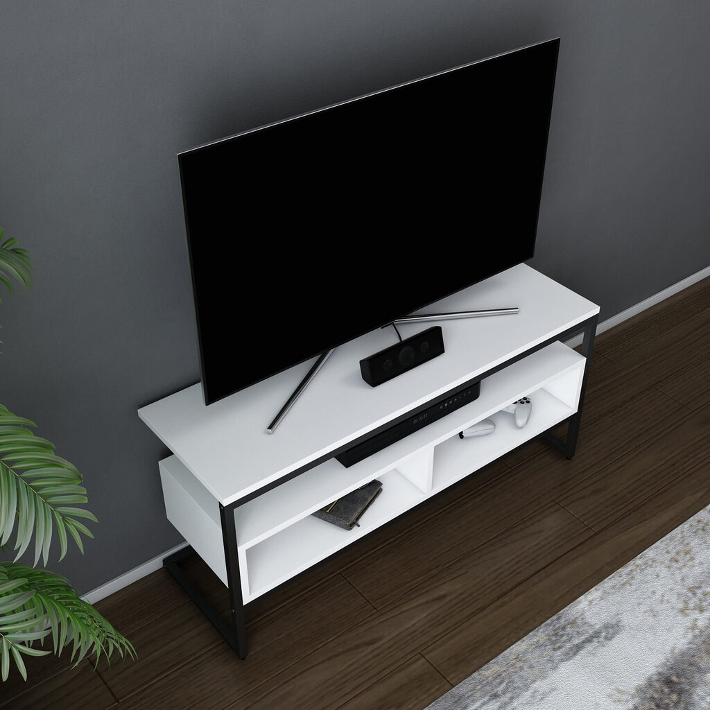 TV galdiņš Asir, 110x35x49,9 cm, melns/balts cena un informācija | TV galdiņi | 220.lv