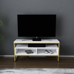 TV galdiņš Asir, 110x35x49,9 cm, zelts/balts cena un informācija | TV galdiņi | 220.lv