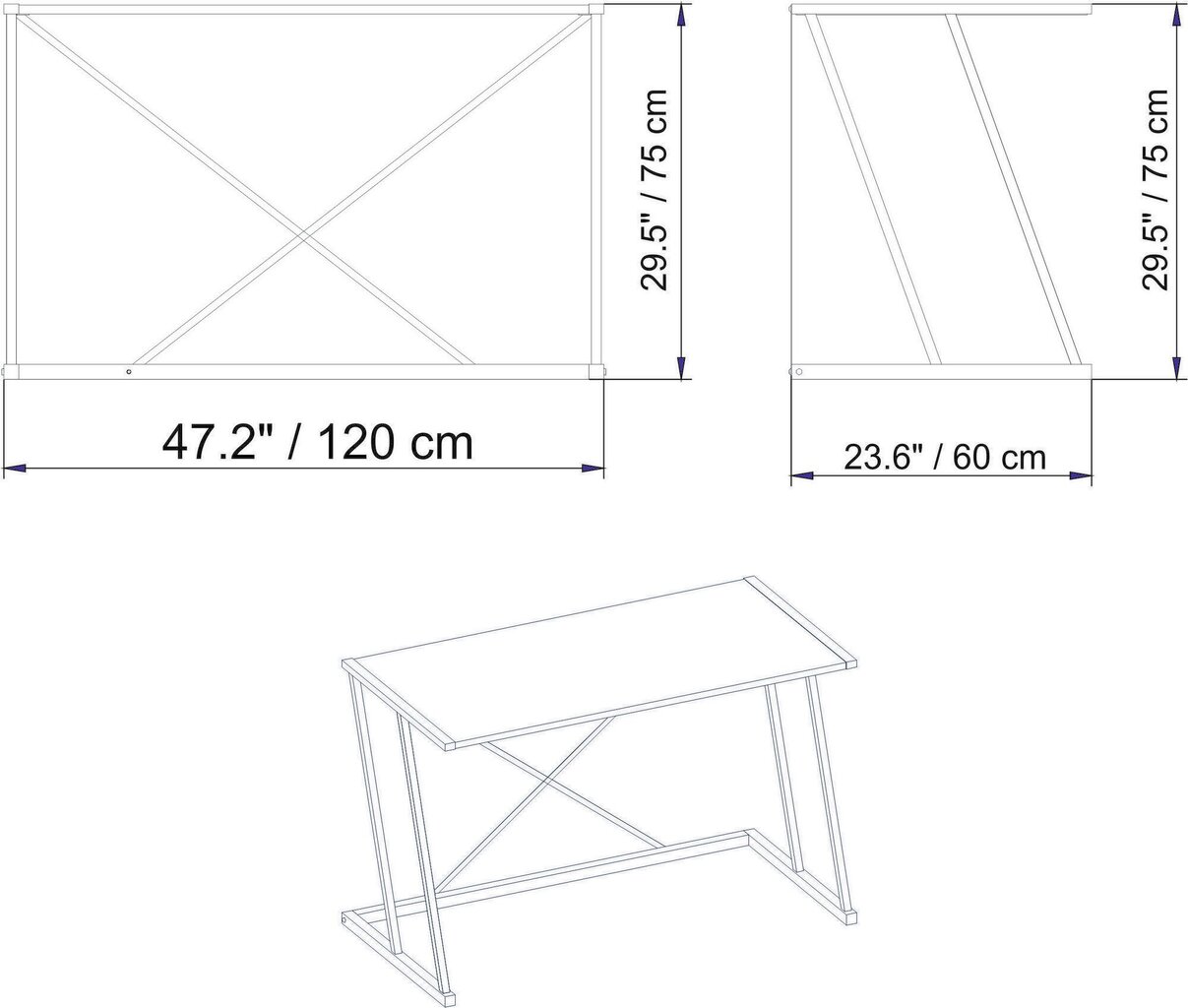 Galds Asir, 114x60x75 cm, melns/balts cena un informācija | Datorgaldi, rakstāmgaldi, biroja galdi | 220.lv