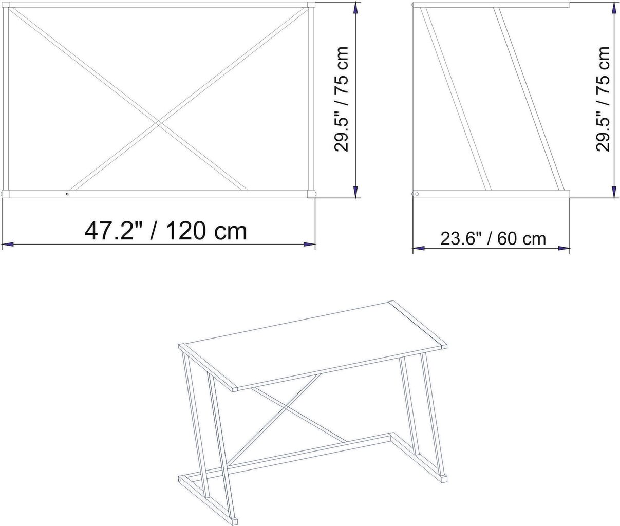 Galds Asir, 114x60x75 cm, zelta/pelēks cena un informācija | Datorgaldi, rakstāmgaldi, biroja galdi | 220.lv