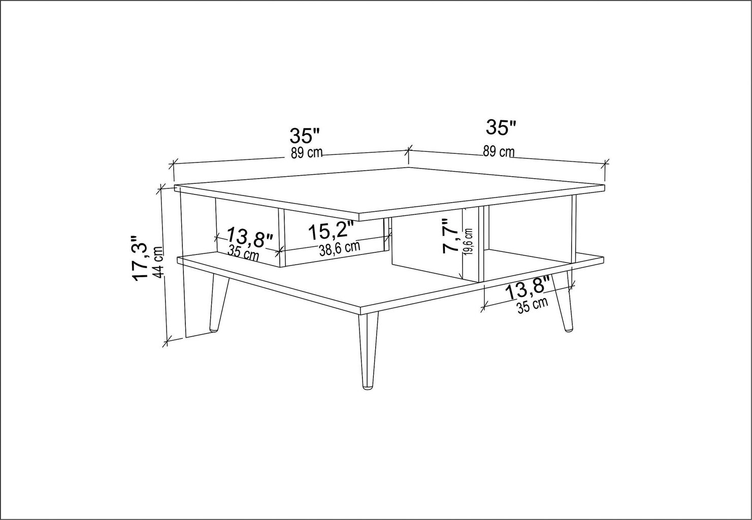 Kafijas galdiņš Asir, 89x89x44 cm, balts cena un informācija | Žurnālgaldiņi | 220.lv