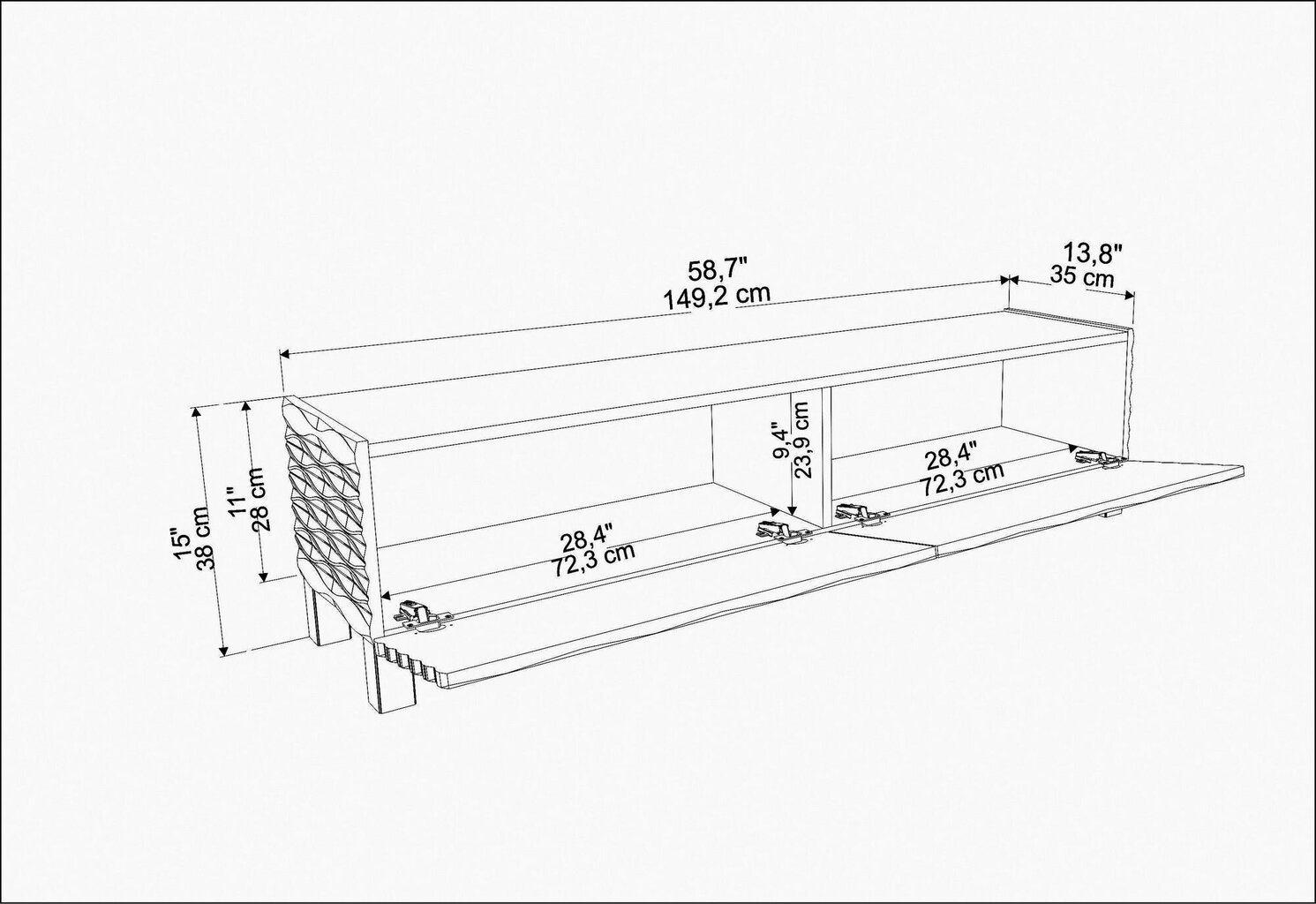 TV galdiņš Asir, 149,2x35x38 cm, balts cena un informācija | TV galdiņi | 220.lv