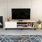 TV galdiņš Asir, 140x35x40,3 cm, balts/gaiši brūns cena un informācija | TV galdiņi | 220.lv