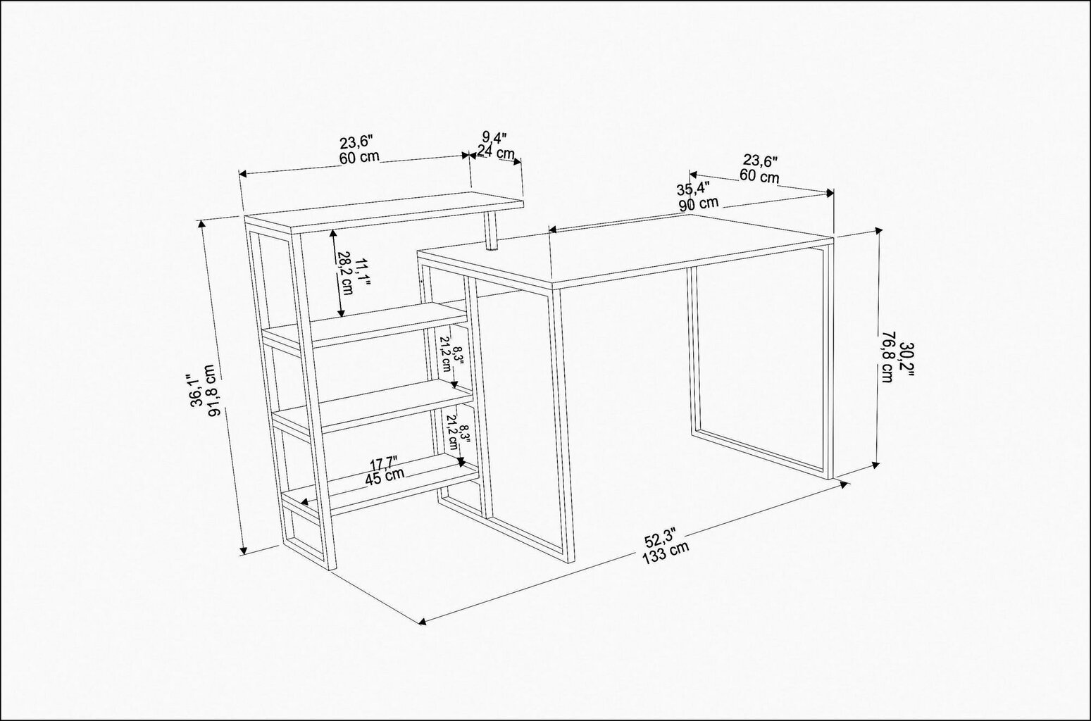 Galds Asir, 133x60x76,8 cm, melns cena un informācija | Datorgaldi, rakstāmgaldi, biroja galdi | 220.lv
