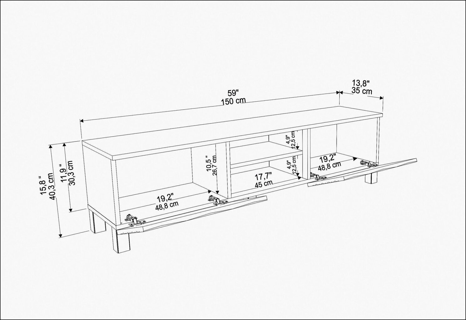 TV galdiņš Asir, 150x35x40,3 cm, balts/bēšs cena un informācija | TV galdiņi | 220.lv