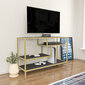 TV statīvs Asir, 120x39x75 cm, zelts/pelēks cena un informācija | TV galdiņi | 220.lv