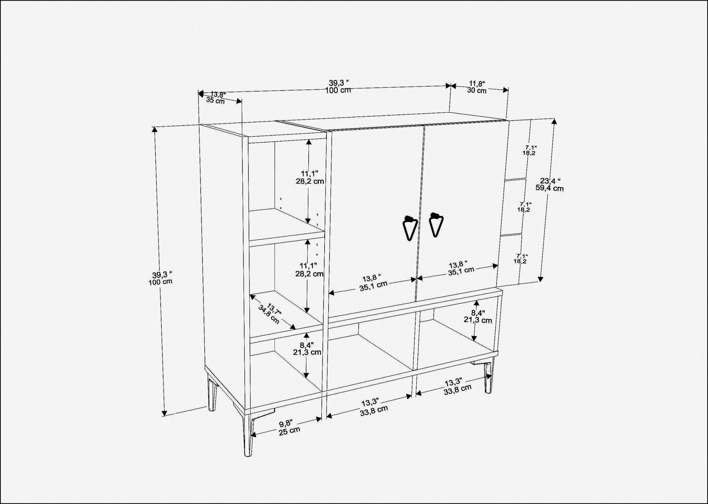 Konsoles galds Asir, 100x35x100 cm, balts/brūns цена и информация | Konsoles galdiņi | 220.lv