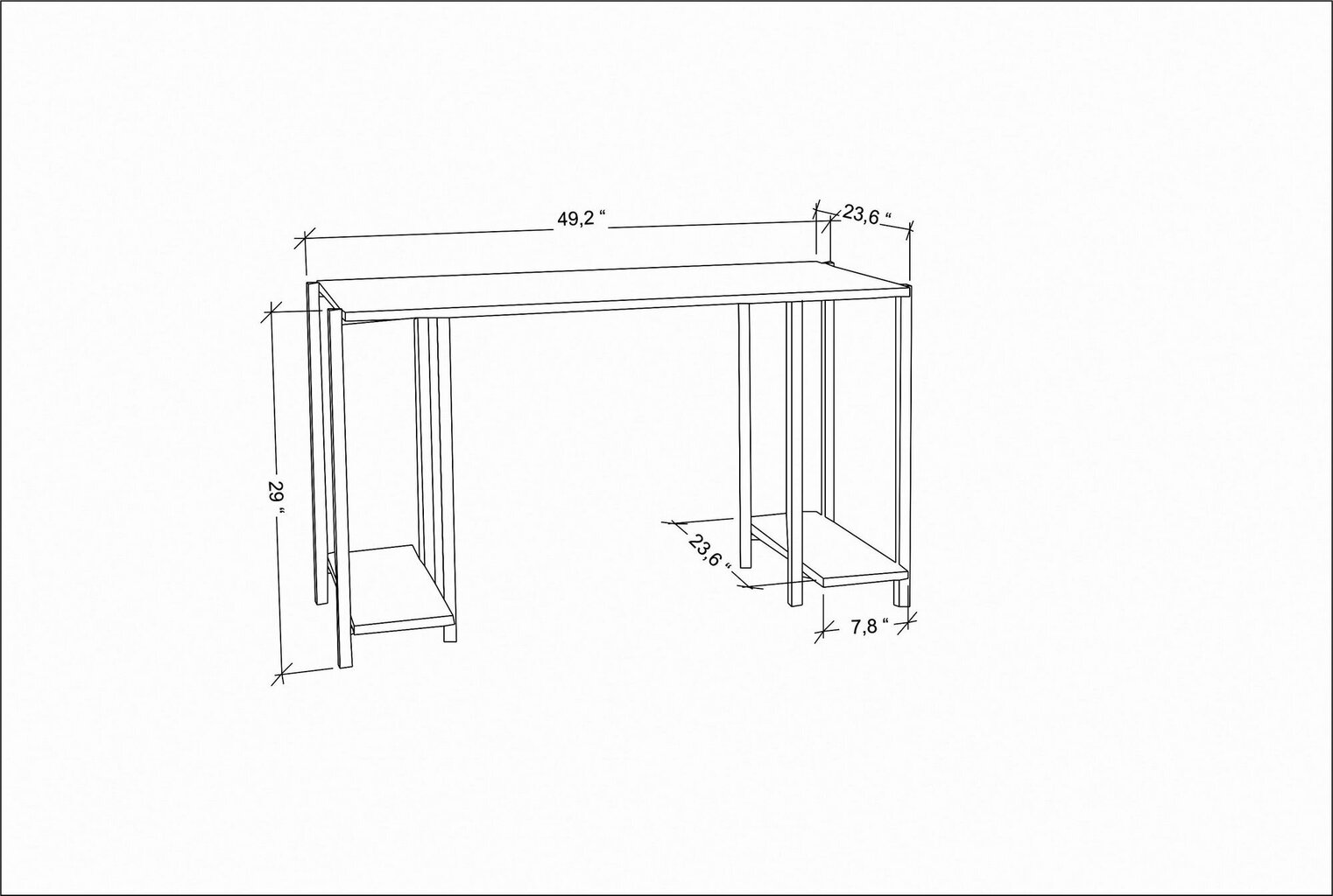 Galds Asir, 125,2x60x73,8 cm, melns/pelēks cena un informācija | Datorgaldi, rakstāmgaldi, biroja galdi | 220.lv