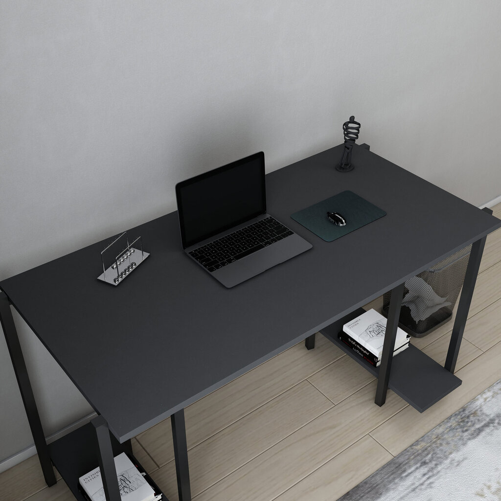 Galds Asir, 125,2x60x73,8 cm, melns/pelēks цена и информация | Datorgaldi, rakstāmgaldi, biroja galdi | 220.lv