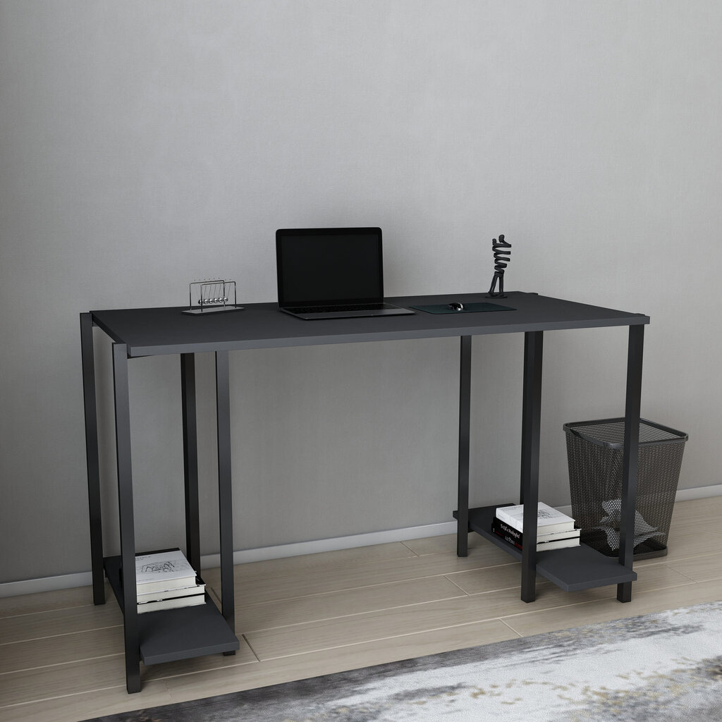 Galds Asir, 125,2x60x73,8 cm, melns/pelēks цена и информация | Datorgaldi, rakstāmgaldi, biroja galdi | 220.lv